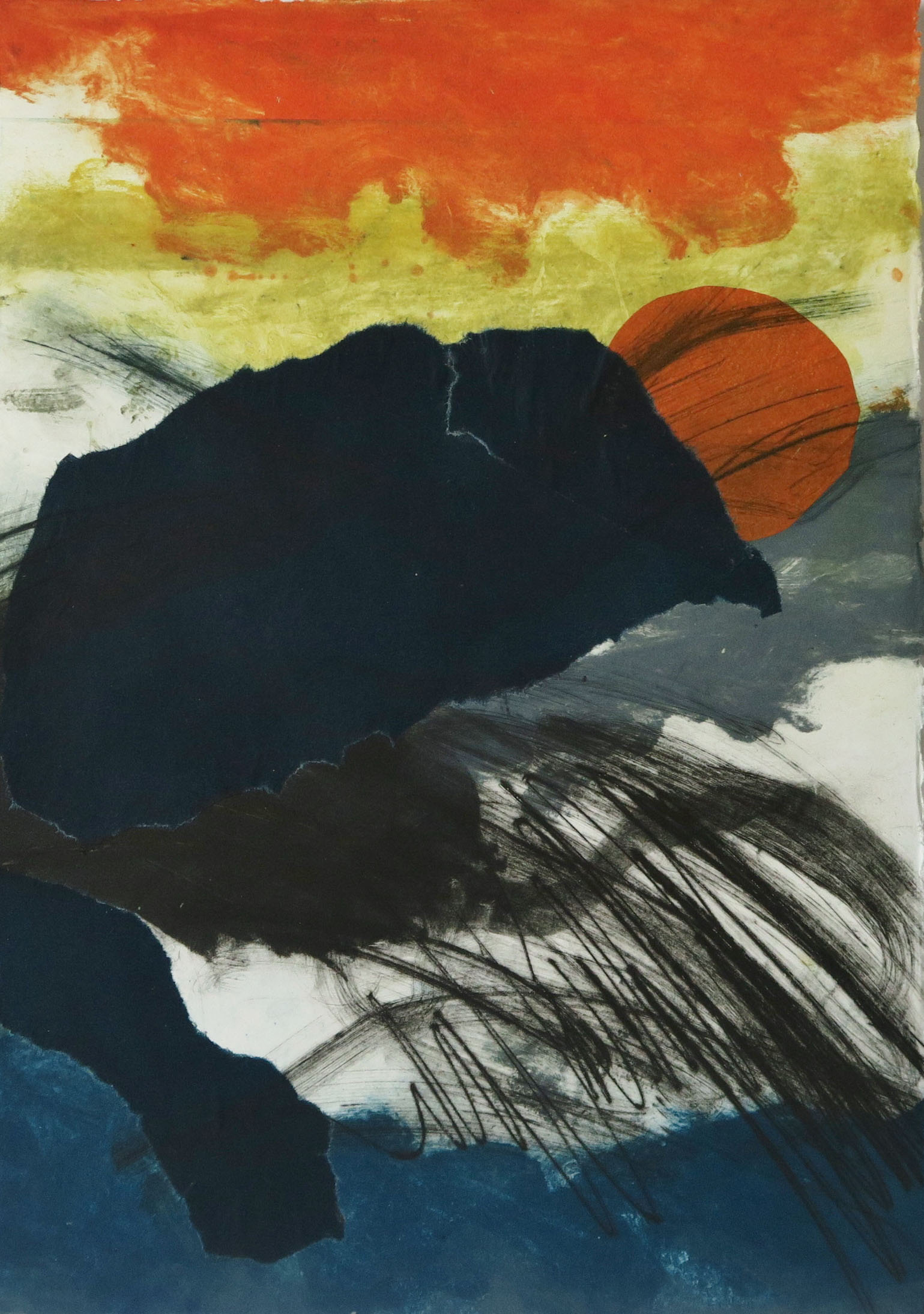Red Yellow Blue I, Drypoint, carborundum and chine colle, monotype
